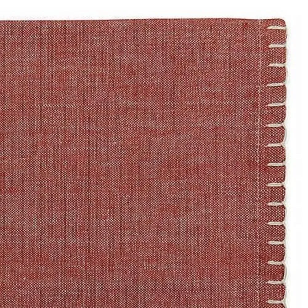 Chambray Russet Hem Stitch Edge Fabric Napkins Country Rustic Cabin Set of 4